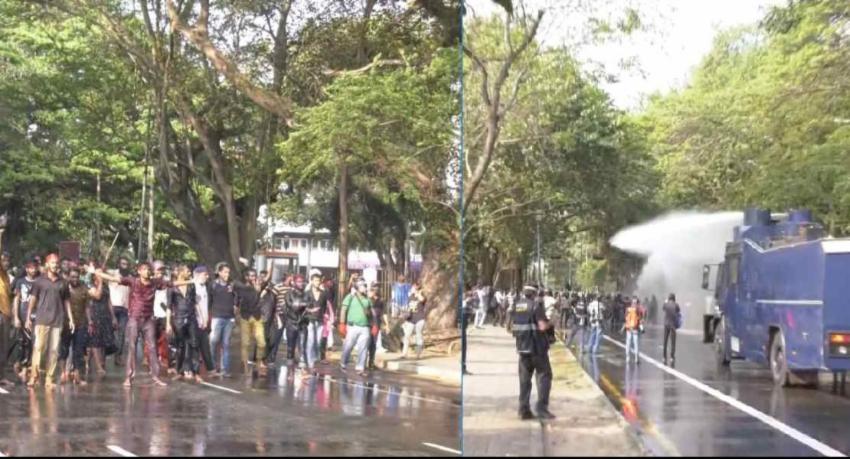 අන්තරේ විරෝධතාවට ජල හා කදුළු ගෑස් ප්‍රහාර